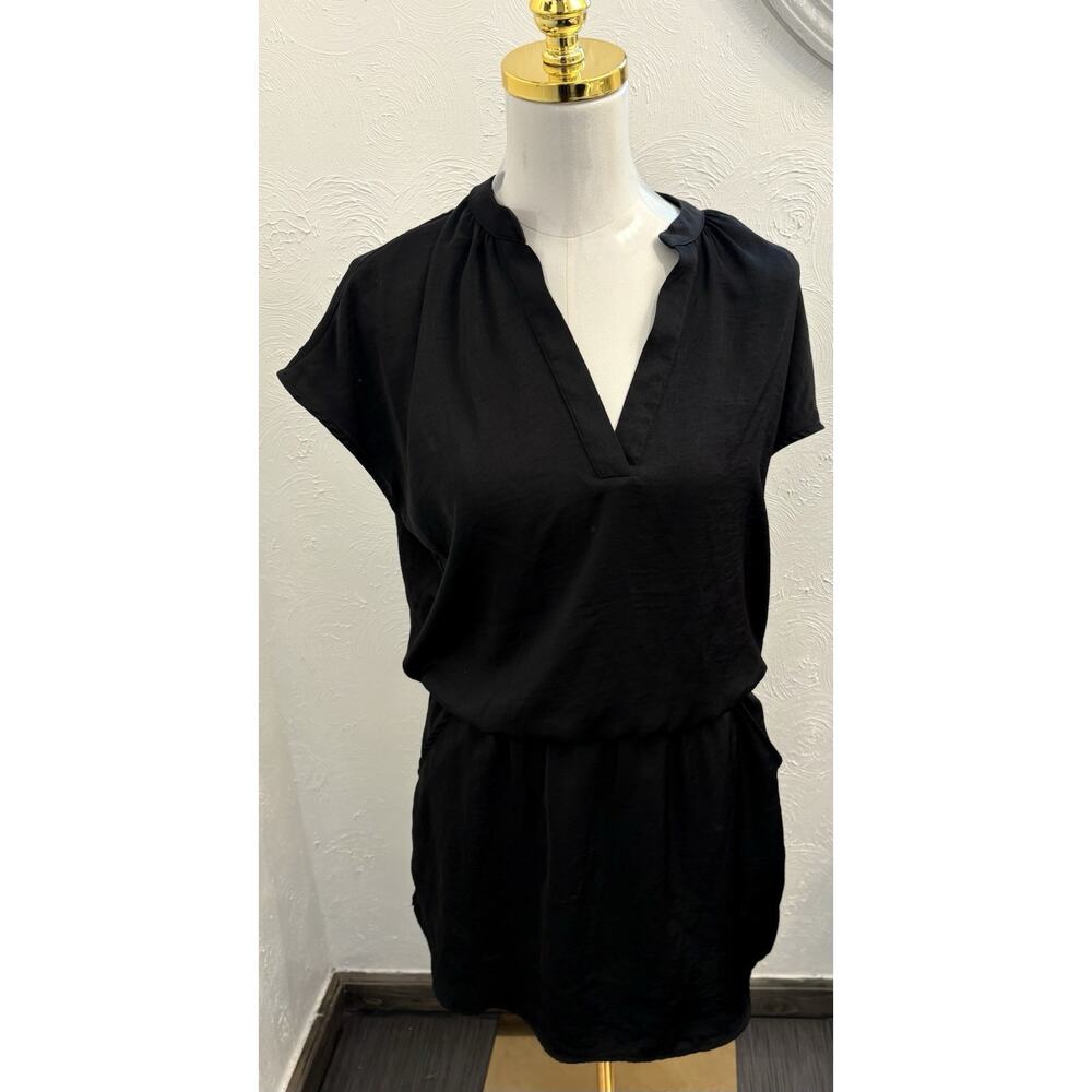 Banana Republic Women’s Dress Black Blouson Elastic Waist Lined Pockets Size 4P